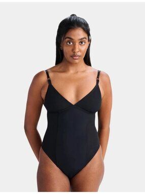 Parade size SMALL  Re: Play Black Mixed Mesh Bodysuit Thong Lingerie NEW